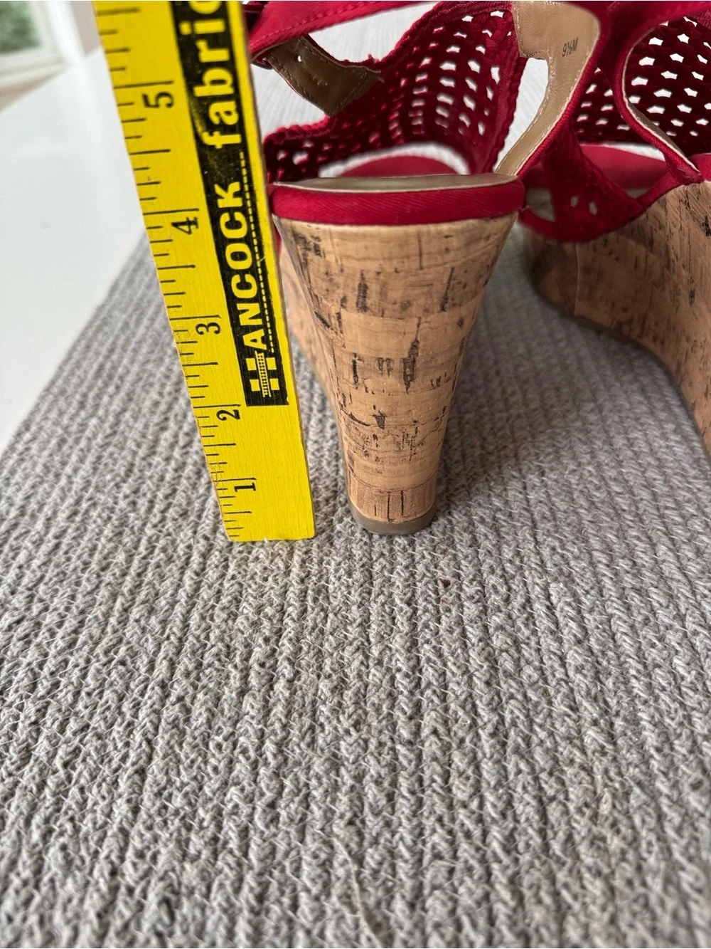 Sonoma Red Woven Crochet Cork Wedge Ankle Strap Platform Sandals Size 7.5